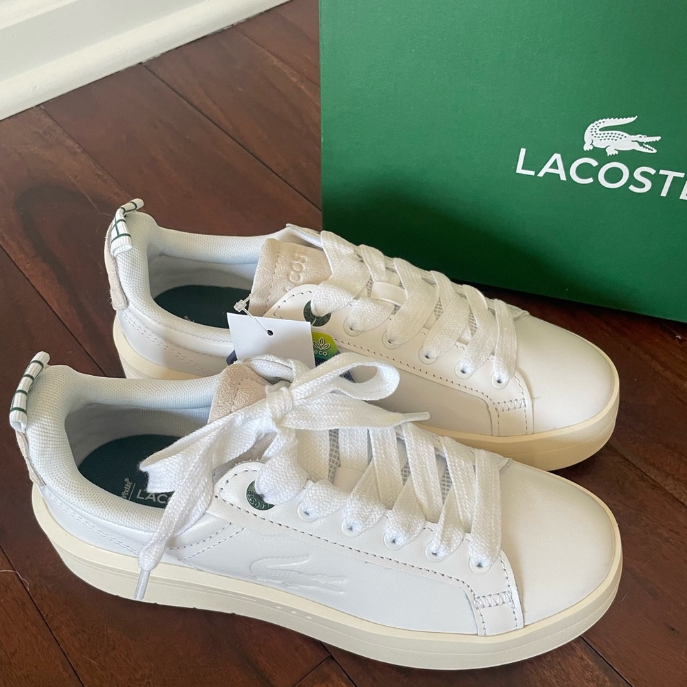 NWT Lacoste White Carnaby Platform Trainers - Picture 2 of 5